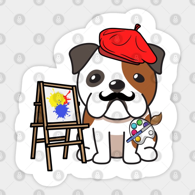 Funny bulldog is a painter Sticker by Pet Station